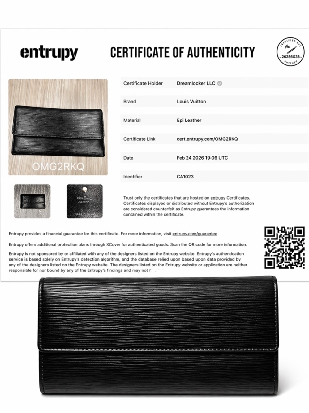 Louis Vuitton Epi Leather Trifold Wallet Black Authenticated LV Box Included - Picture 6 of 8
